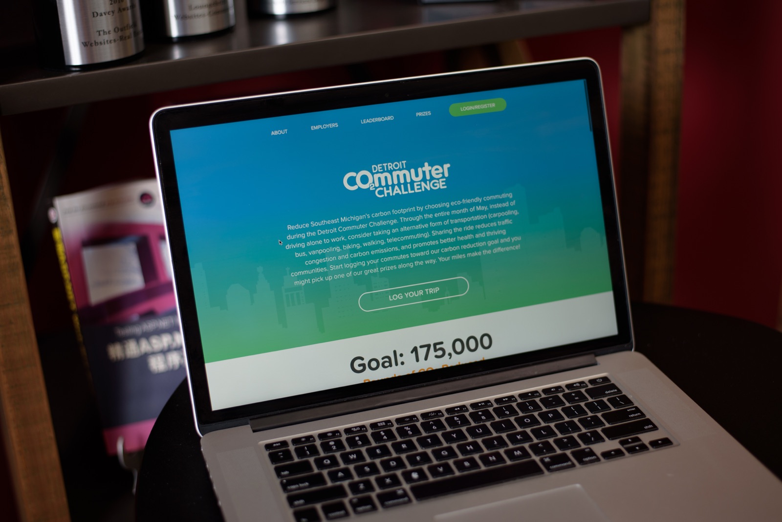 The Detroit Commuter Challenge website on a laptop