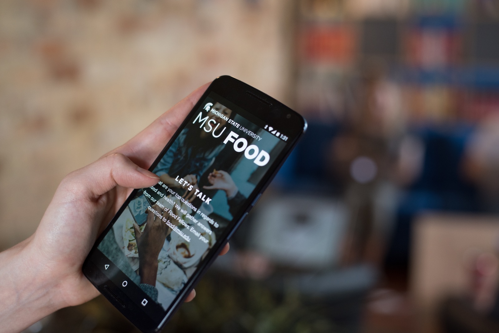 The Food@MSU homepage as viewed on a smartphone